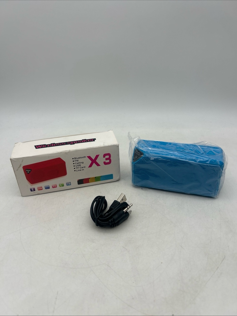 X3 Wireless Mini Bluetooth Portable Speaker - NEW Blue 2x4”